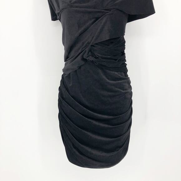 Alexander Wang Womens Off The Shoulder Mini Dress XL Black Faux Suede Party - Picture 6 of 13
